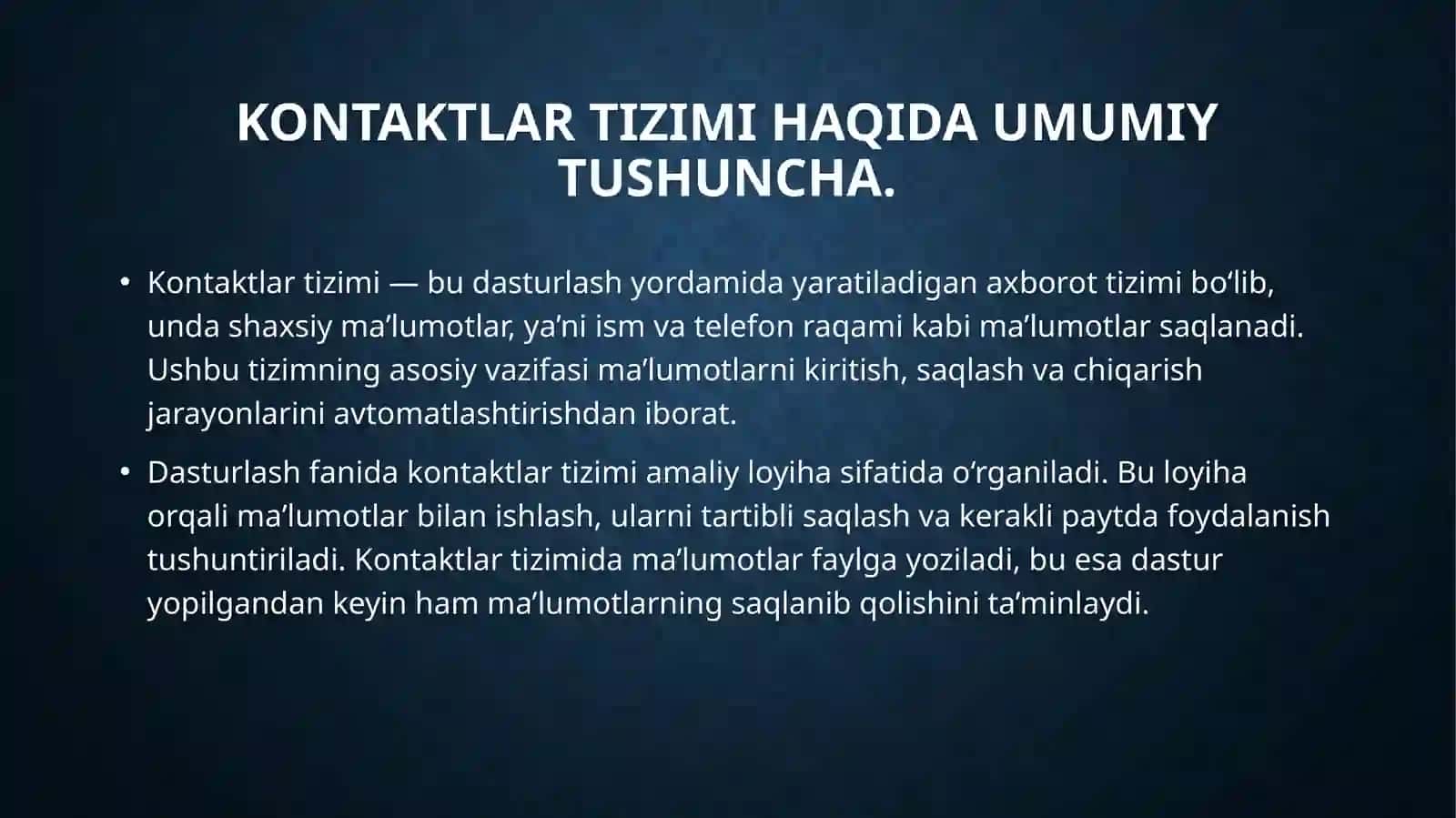 Kontaktlar tizimi 3