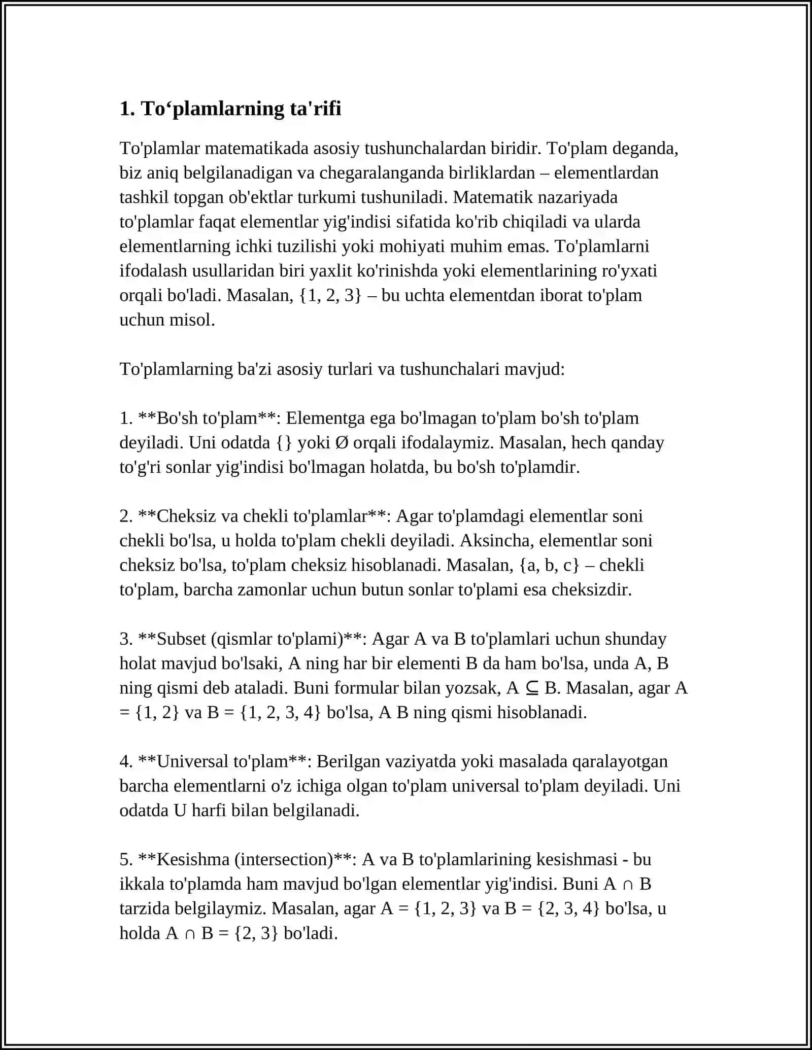 TOʻPLAMLAR VA ULAR USTIDA AMALLAR 3