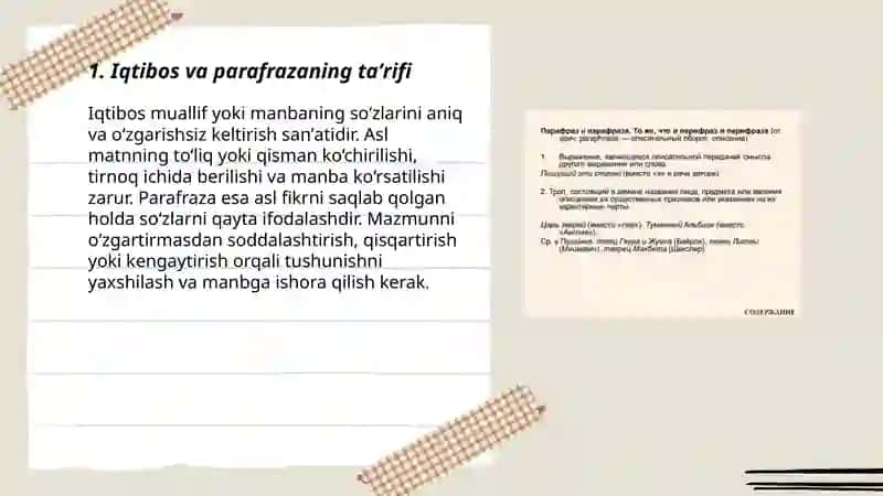 IQTIBOS KELTIRISH PARA- FRAZA 3