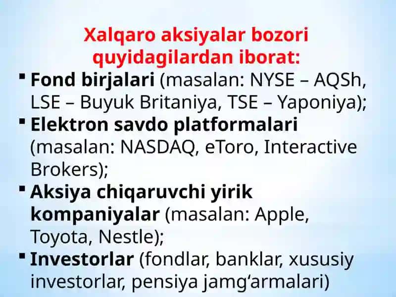 7-mavzu.Xalqaro aksiyalar bozori 3