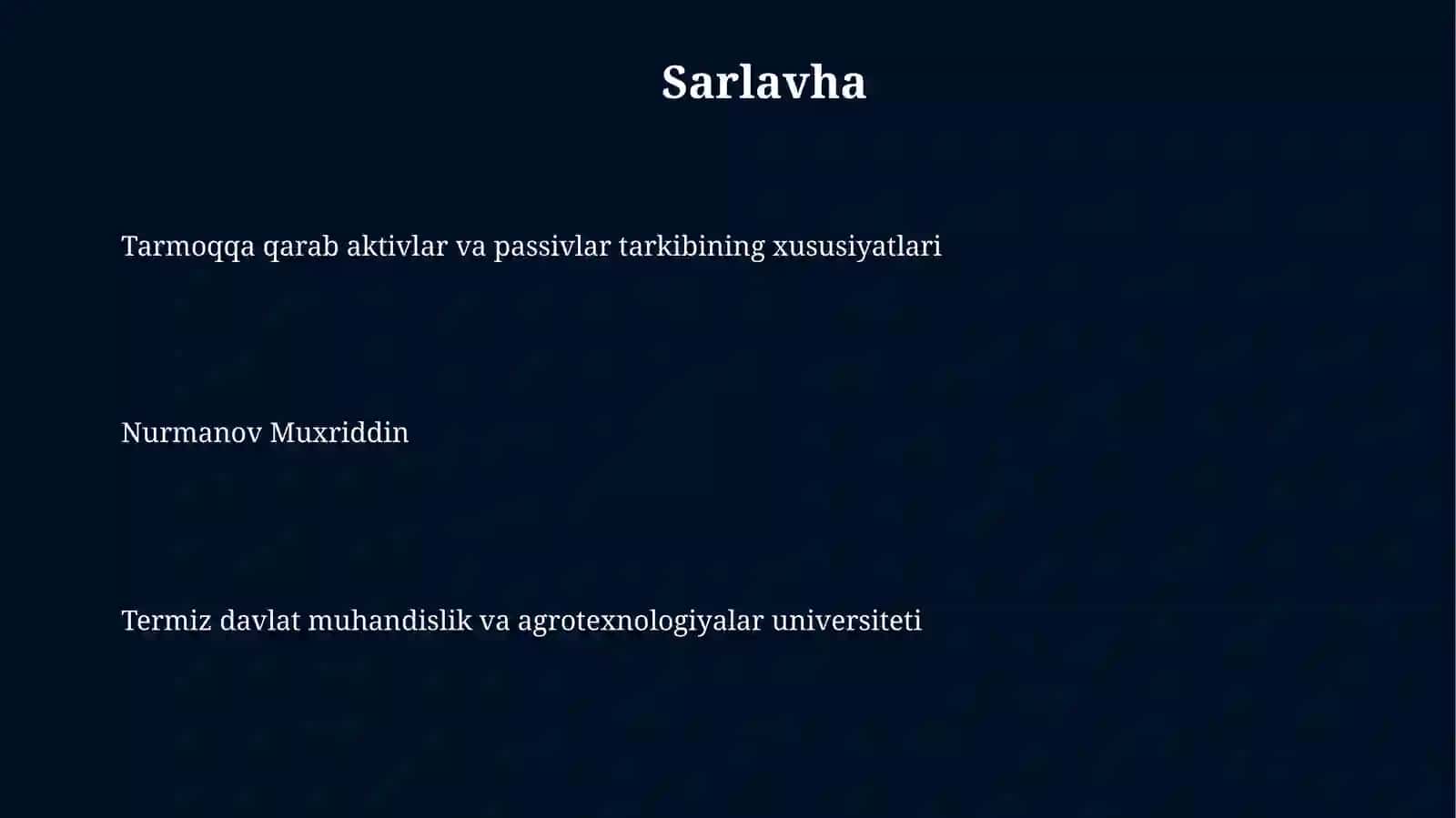 Tarmoqqa qarab aktivlar va passivlar tarkibining xususiyatlari 3