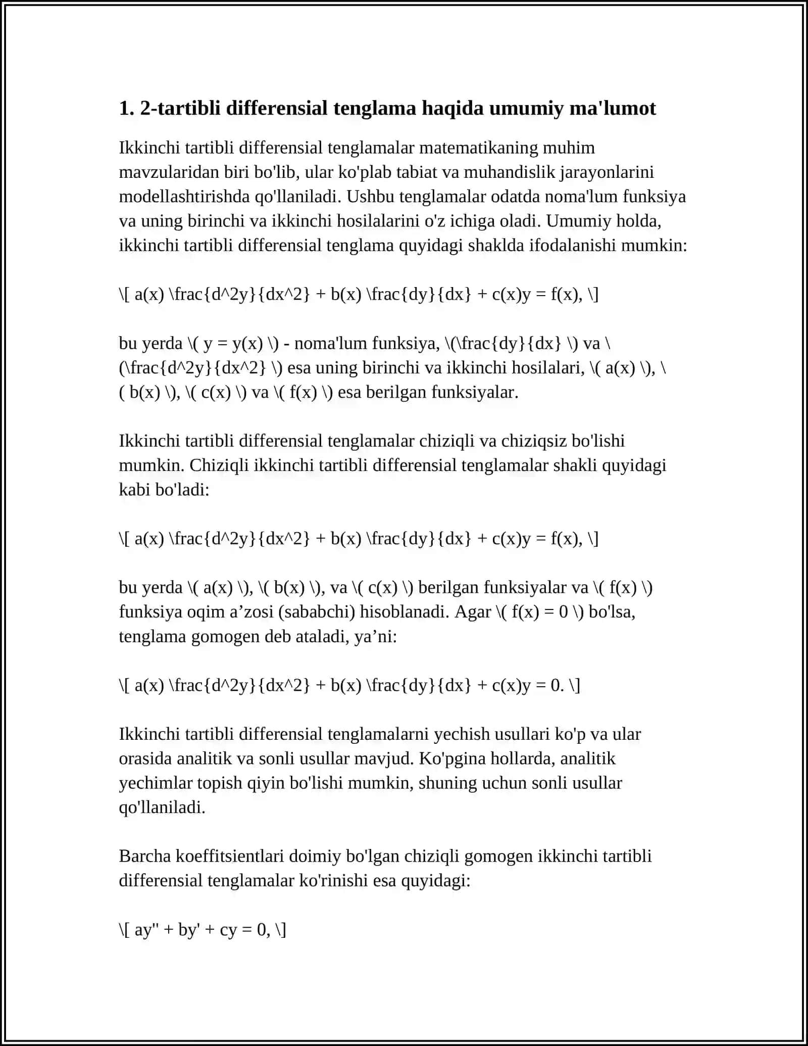 2-TARTIBLI DIFFERENSIAL TENGLAMA MASALASI 3
