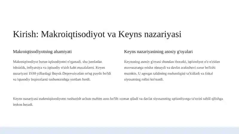 Keynsning daromadlar va xarajatlar modeli 3
