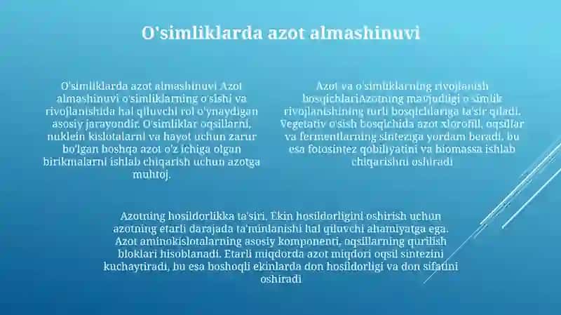 Azotning O'Simliklarni Rivojlanish Davrlari Va Hosiliga Ta'Siri 3