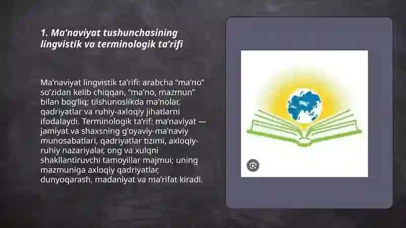 Maʼnaviyat tushunchasi, mohiyati, mazmuni, tuzilmasi, namoyon boʻlish shakllari 3