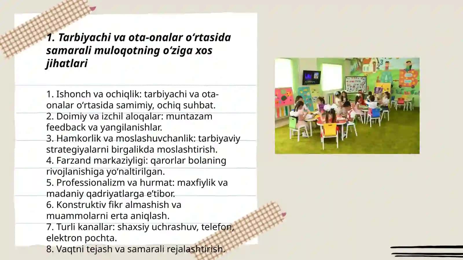 Bolalarni oʻqitish va oʻrgatishda tarbiyachi va ota-onalar hamkorligining oʻziga xosligi 3