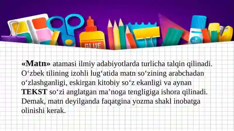 Matnning xususiyatlari va qurilishi 3