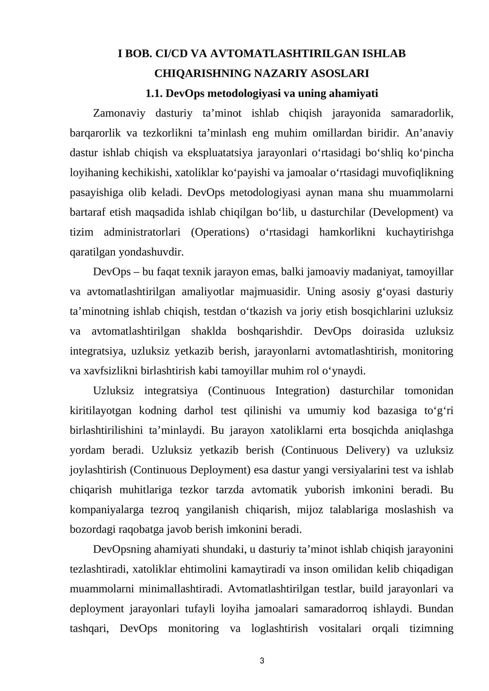 BOB. CI/CD VA AVTOMATLASHTIRILGAN ISHLAB CHIQARISHNING NAZARIY ASOSLARI 3