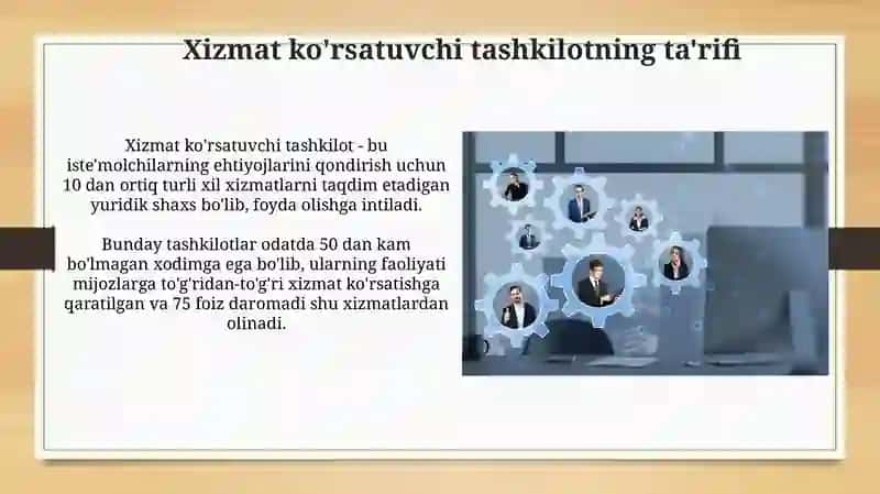 Xizmat ko'rsatuvchi tashkilotlaridaxizmat nitashkilqilish 3