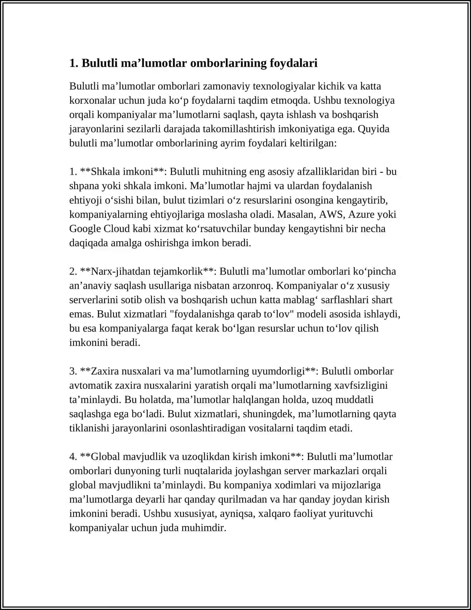 BULUTLI MAʼLUMOTLAR OMBORINING ISTEʼMOLCHI XIZMATLAR BOZORINING SHARHI 3