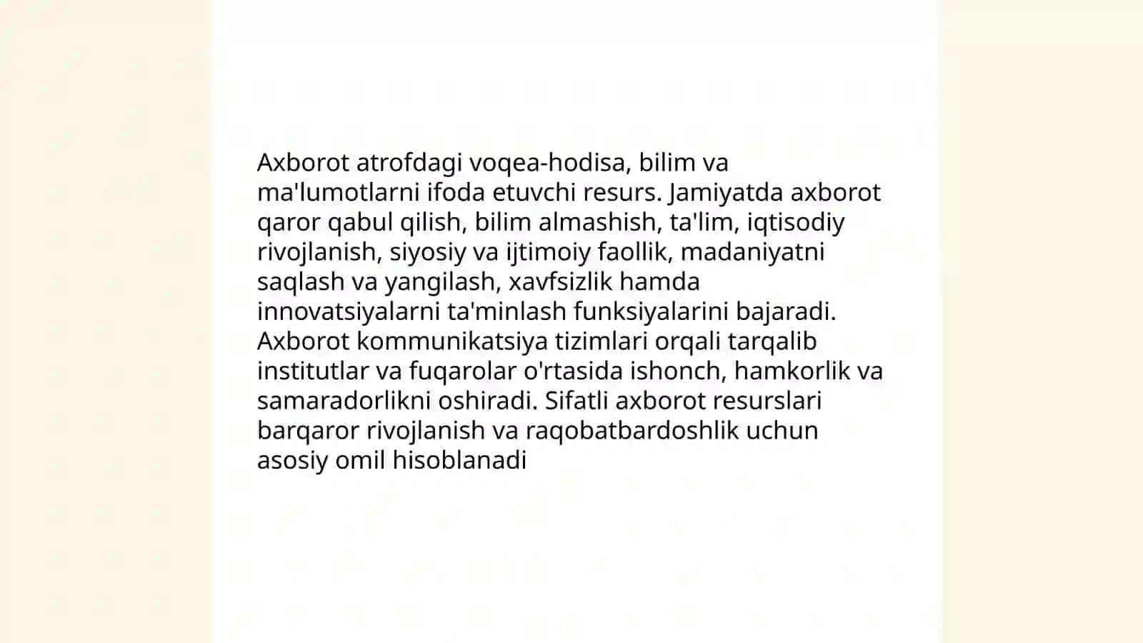 Axborotni jamiyatda tutgan oʻrni va ahamiyati 3