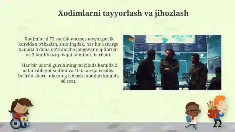Motoo'qchi guruh komandirining hududlarda joylashuvi bo'yicha ishlar tartibi 3