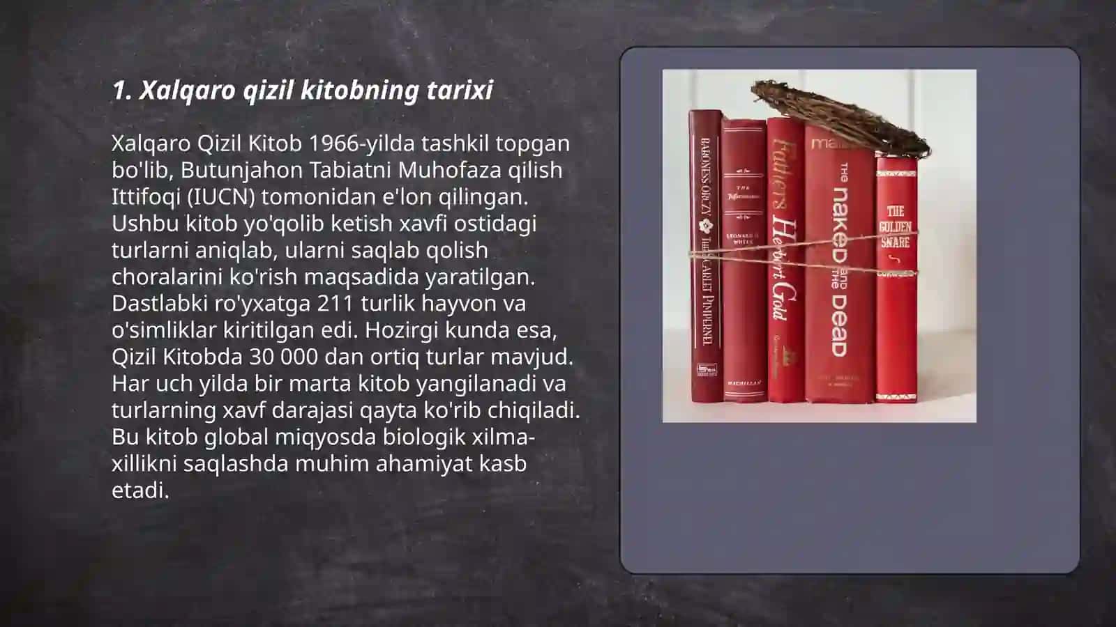 Xalqaro qizil kitob va undagi yo’qolish arafasidagi hayvonlar va o’simliklar 3