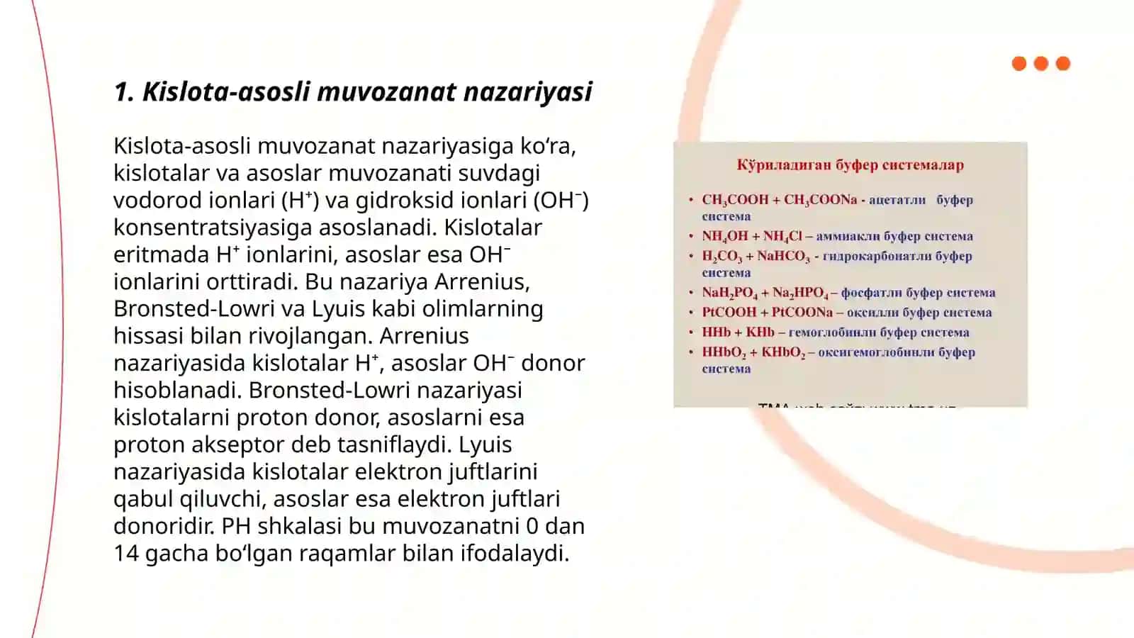 Kislota-asosli muvozanat. Bufer sistemalar 3