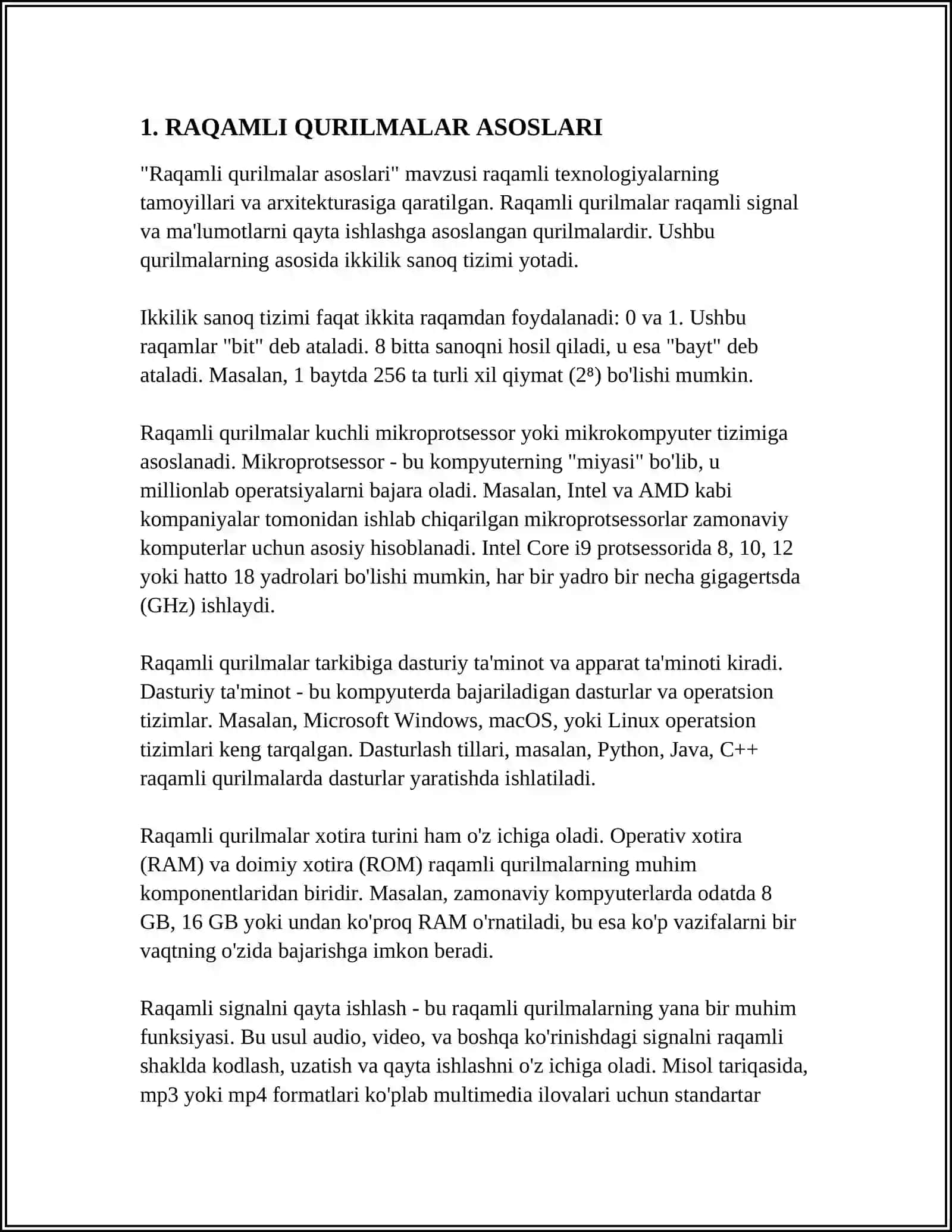 RAQAMLI QURILMALAR VA ULARNING DASTURIY TAMINOTI 3