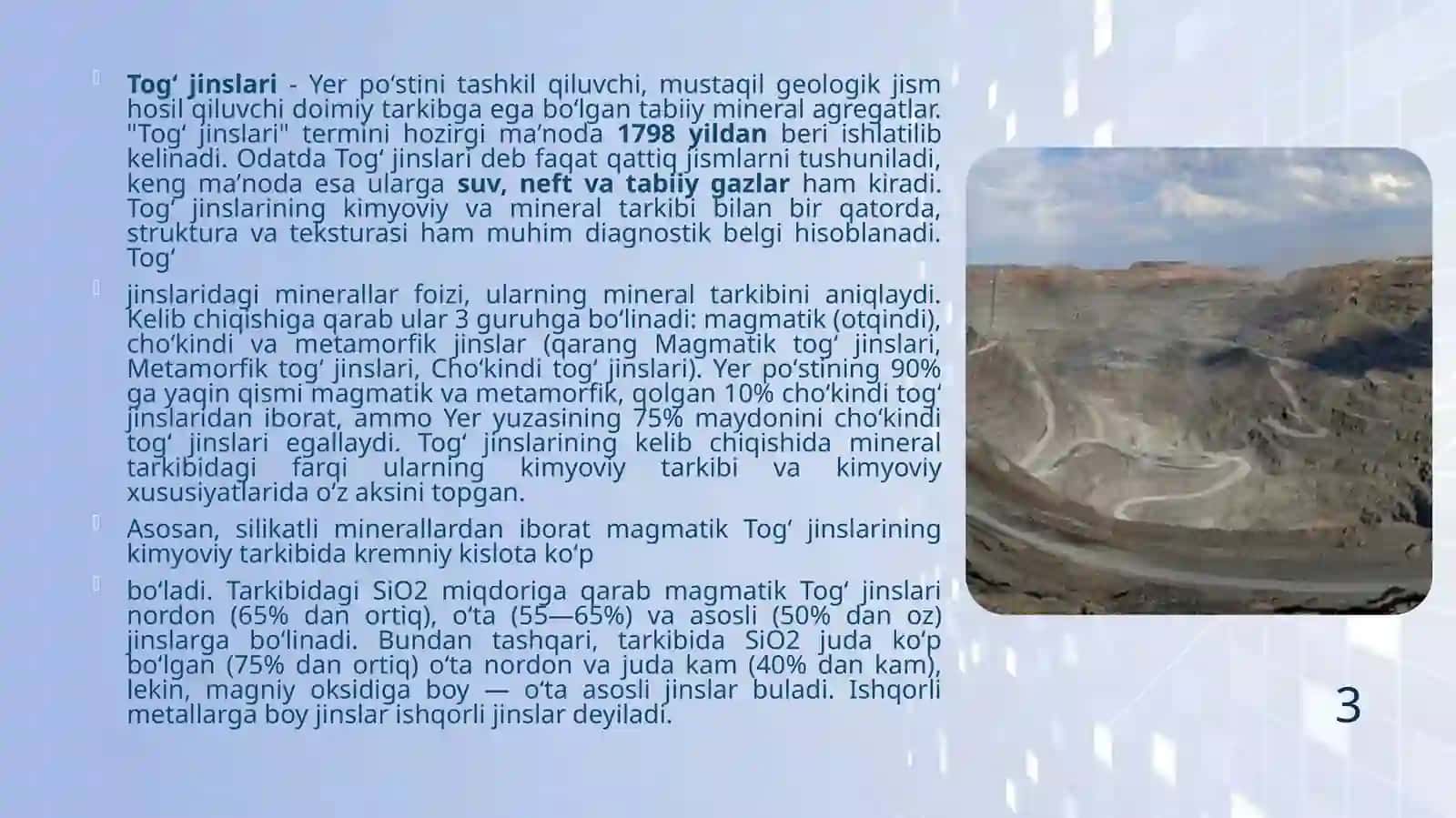 Tog’ jinslarining genetik  turlari 3