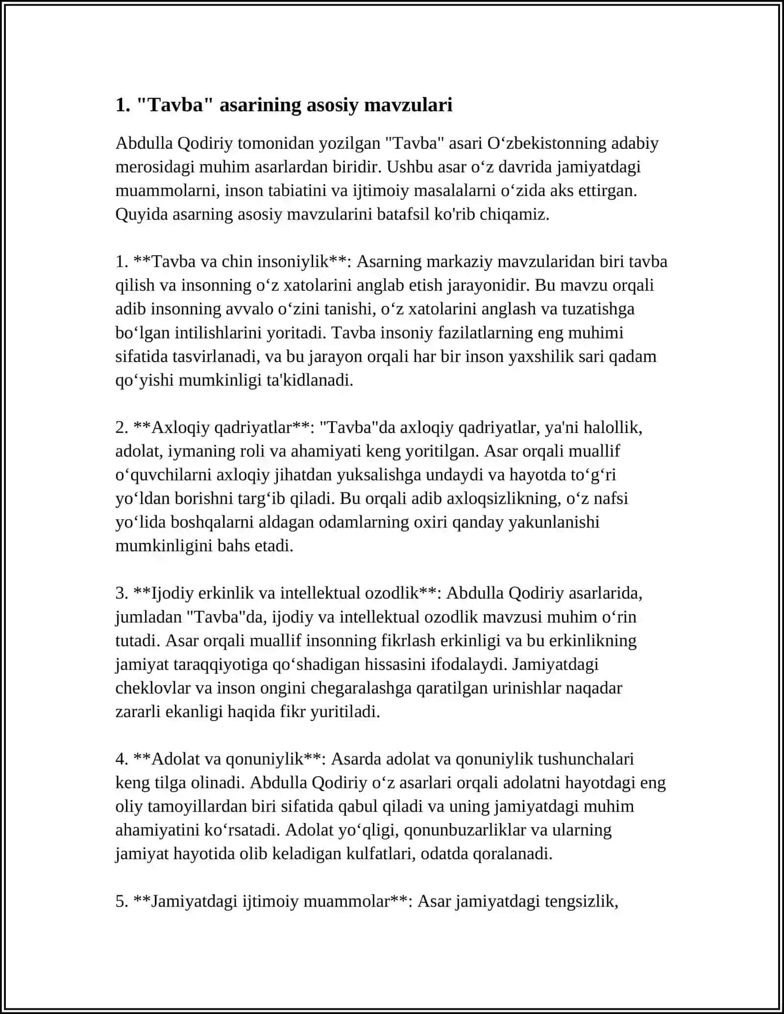 G'AZZOLIYNING "TAVBA" ASARINI TAHLIL ETISH VA TALABALAR O'Z FAOLIYATIDA MAVJUD OFATLARNI ANIQLASH 3