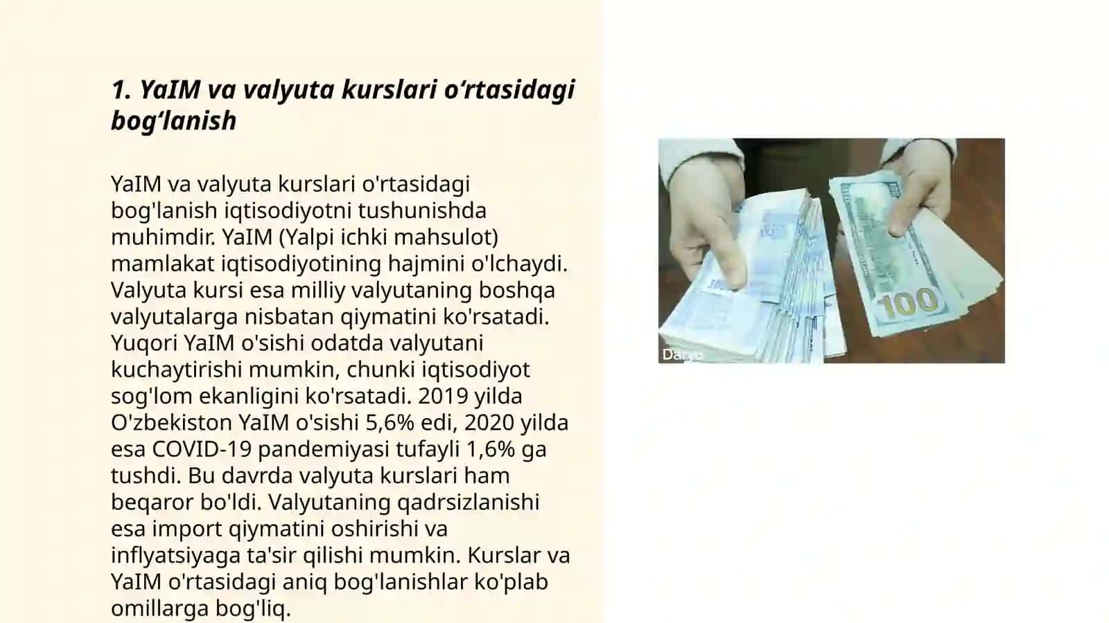 YaIM va qisqa muddatli valyuta kursi 3