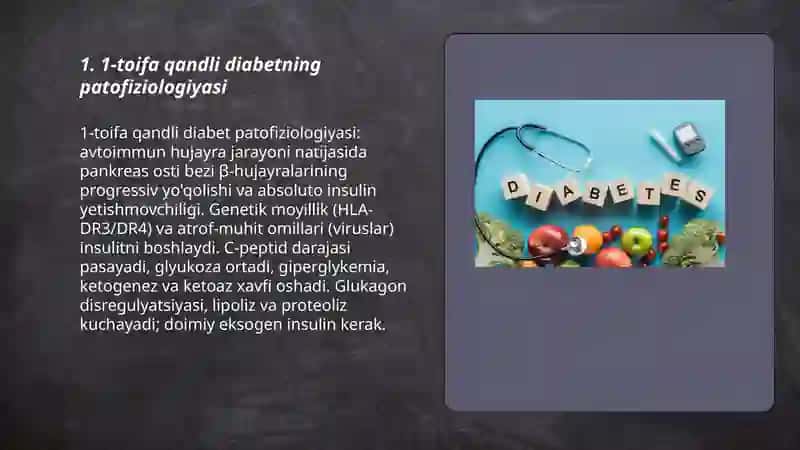Qandli diabet tiplari va ularning fiziologik xususiyatlari 3