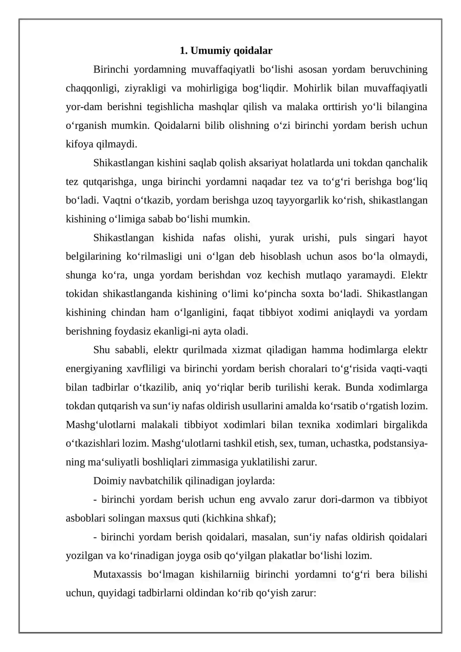 ELEKTR TOKIDAN SHIKASTLANGAN VA BOSHQA BAXTSIZ HODISAGA UCHRAGANLARGA BIRINCHI YORDAM BERISH QOIDALARI 3