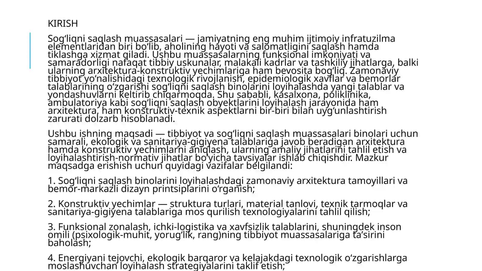 Tibbiyot va sog'liqni saqlash muassasalari binolari uchun arxitektura va konstruktiv yechimlari 3
