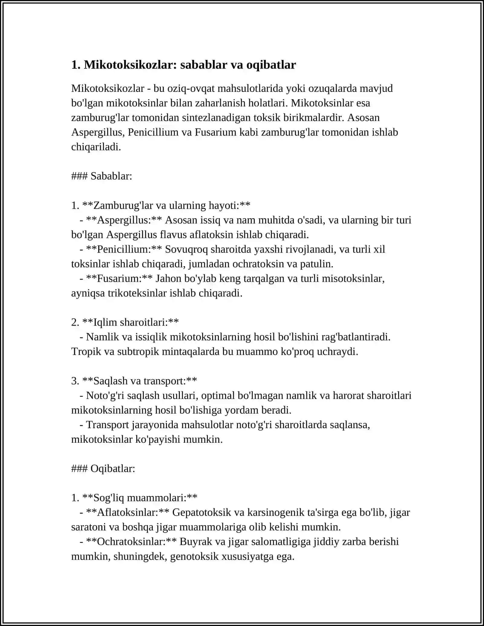Achitqilarning oziq ovqat sanoatida tutgan o'rni mikotoksikozlar qo'zg'atuvchilari 3