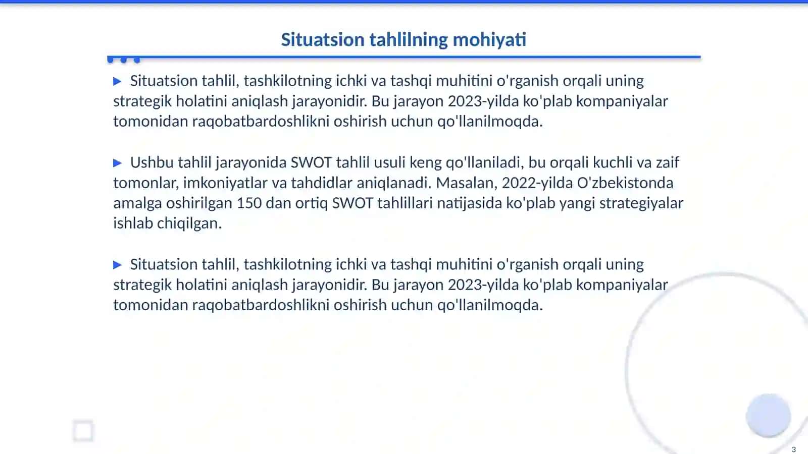 Situatsion tahlil va investitsiyani bashoratlash 3