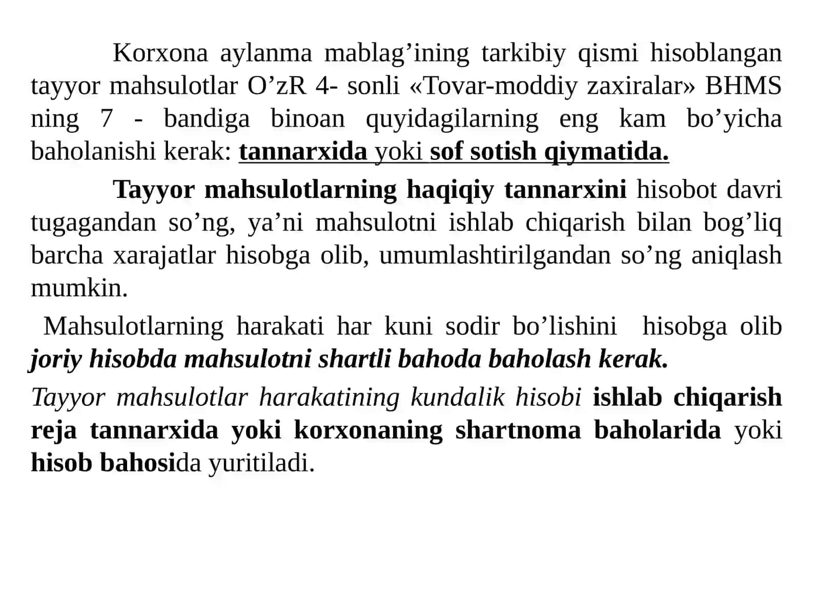 Tayyor mahsulotlar va ularni sotish hisobi 3
