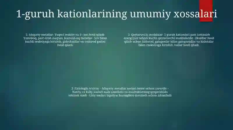 Guruh Kationlarining Umumiy Tavsifi Va Guruh Reagentining Ta'Siri 3