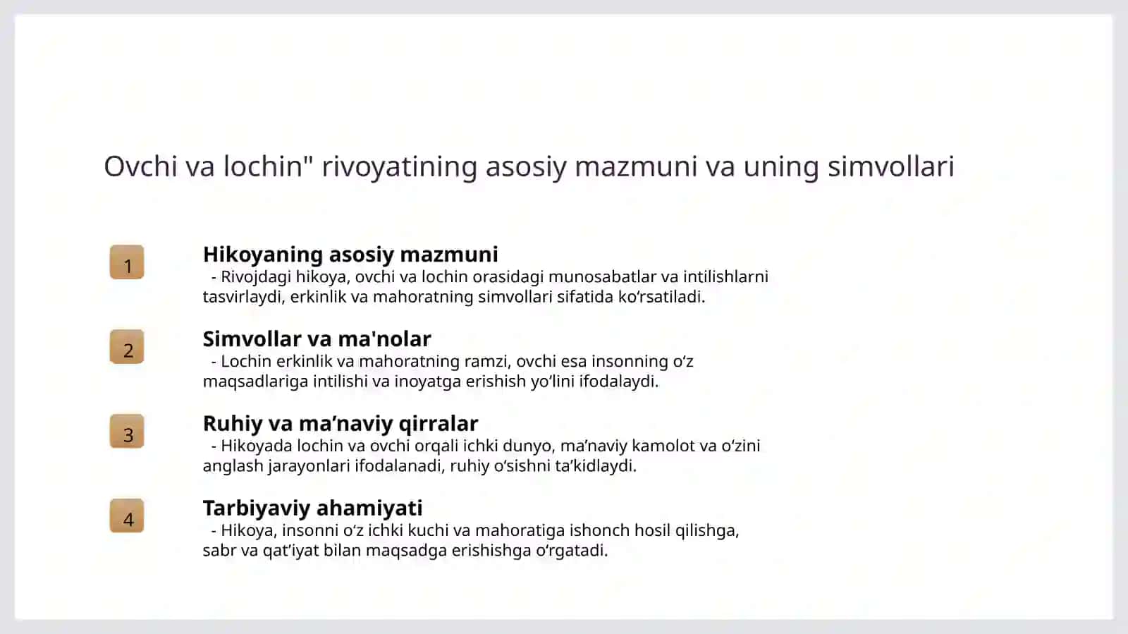 Rumiyning "Ovchi va lochin" rivoyati 3
