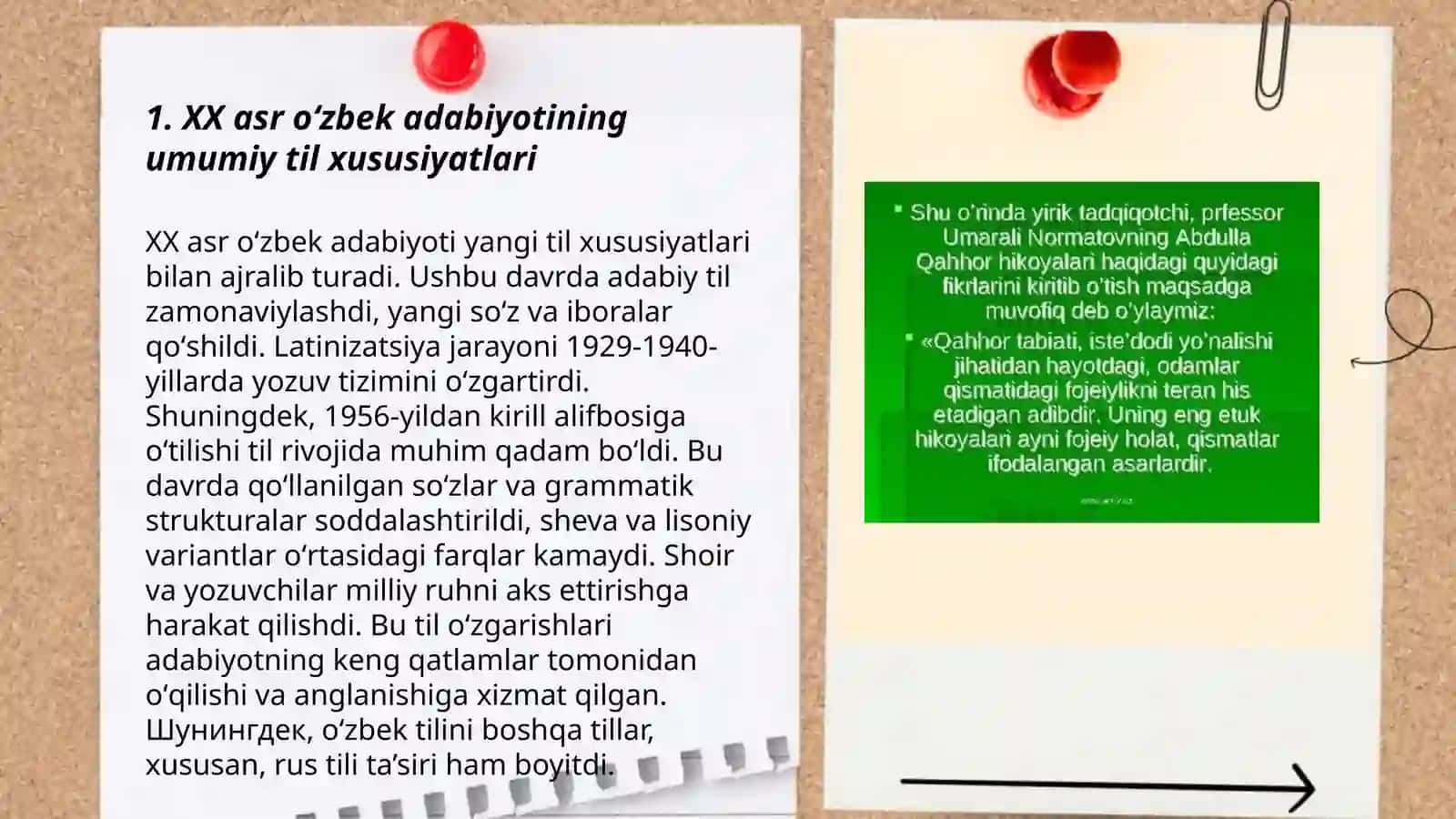 XX ASR oʻzbek adabiyotining til xususiyatlari 3