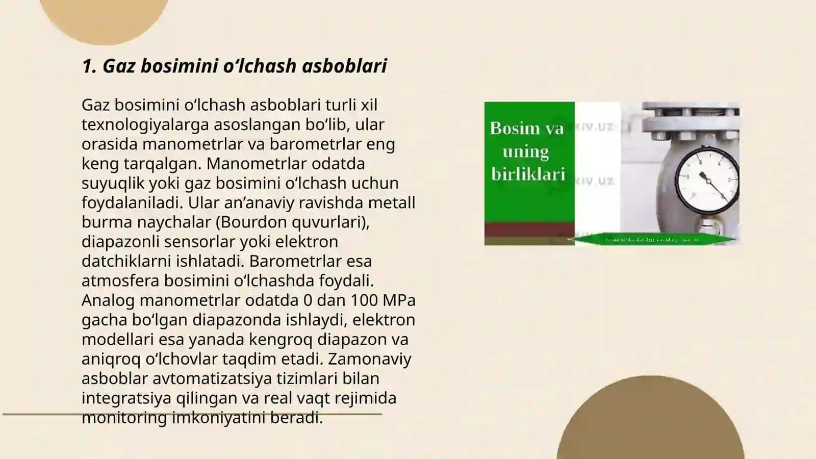 Gaz va suyuqliklar bosimini oʻlchash 3
