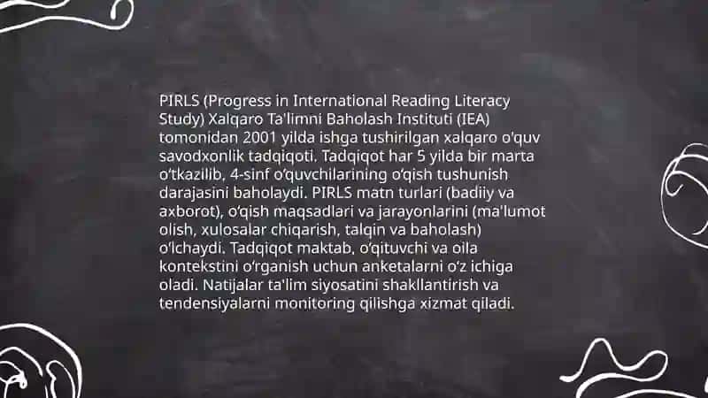 PIRLS tadqiqotlari mazmuni va ahamiyati 3