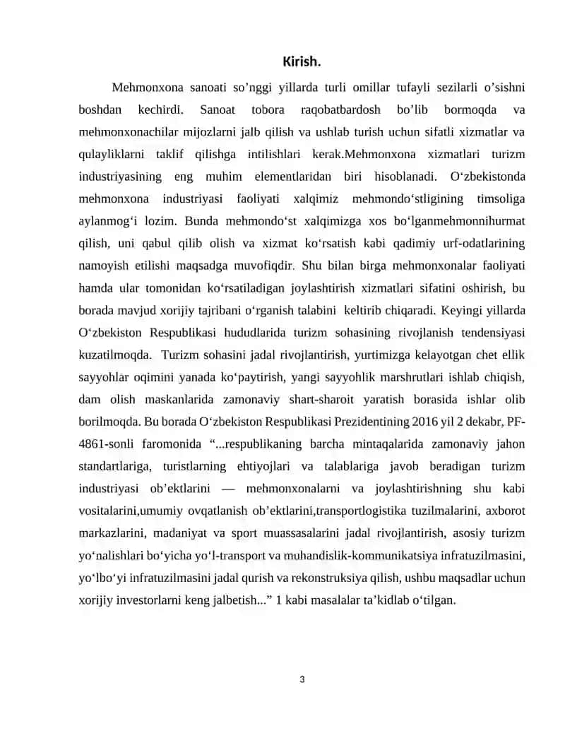 Turizmda mehmonxona xizmatlari 3