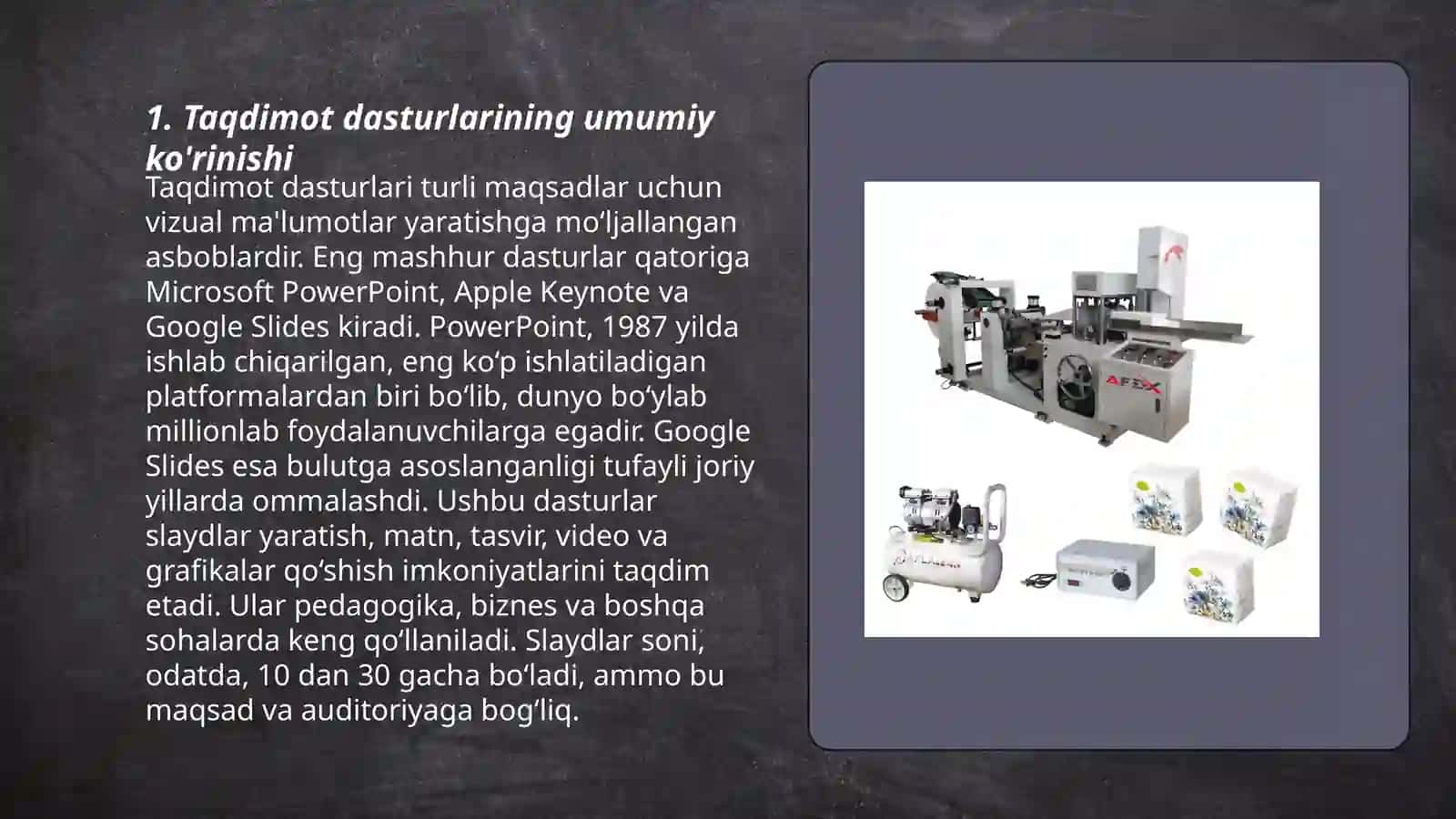 Taqdimotlarni ishlab chiqarishning insturmental vositalari 3