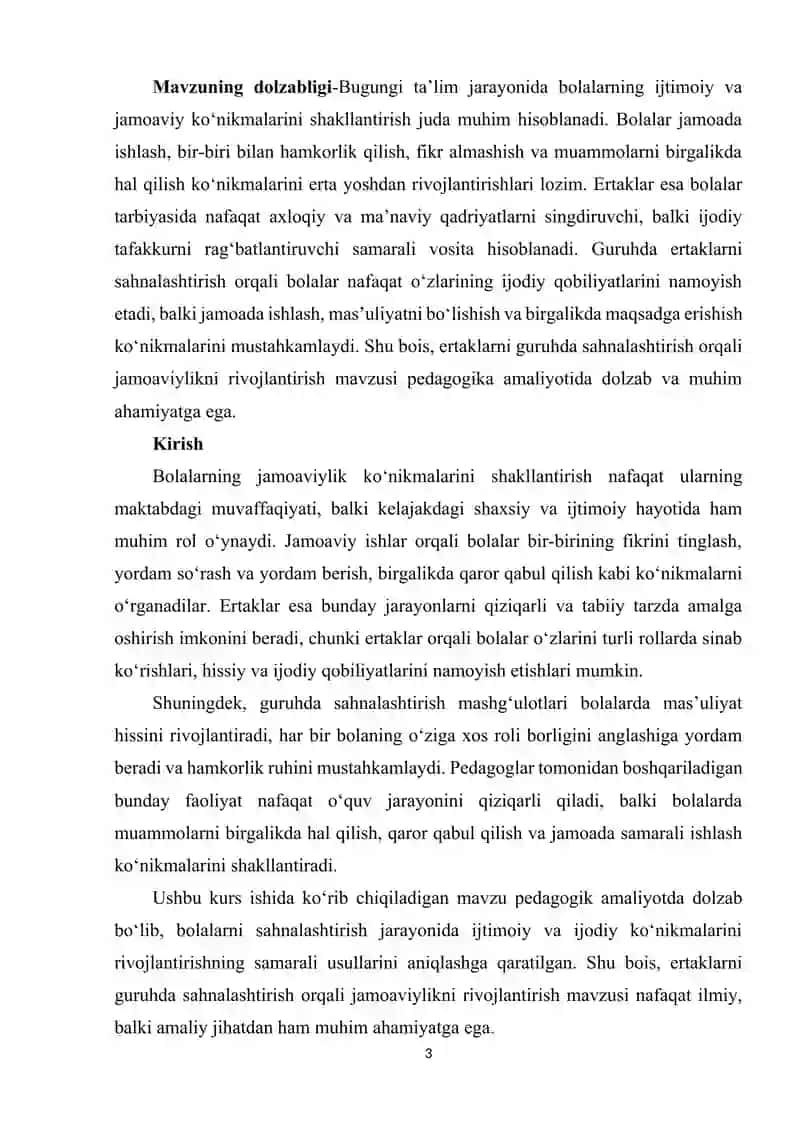 Sahnalashtirish faoliyatida ro'l o'ynashnning tarbiyaviy ahamiyati 3