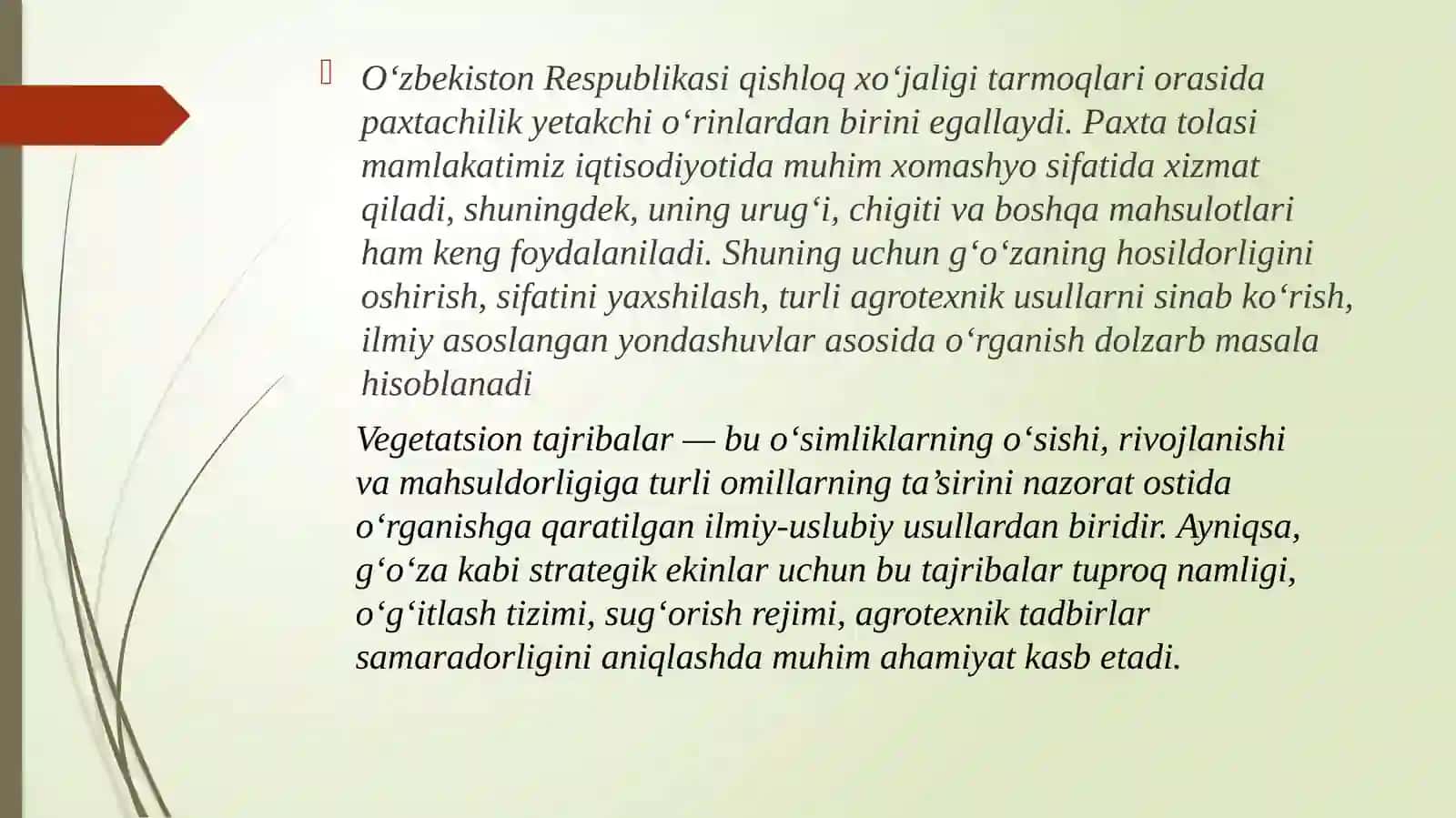 G’o’zaustida amalga oshiriladigan vegetatsion tajribalar 3