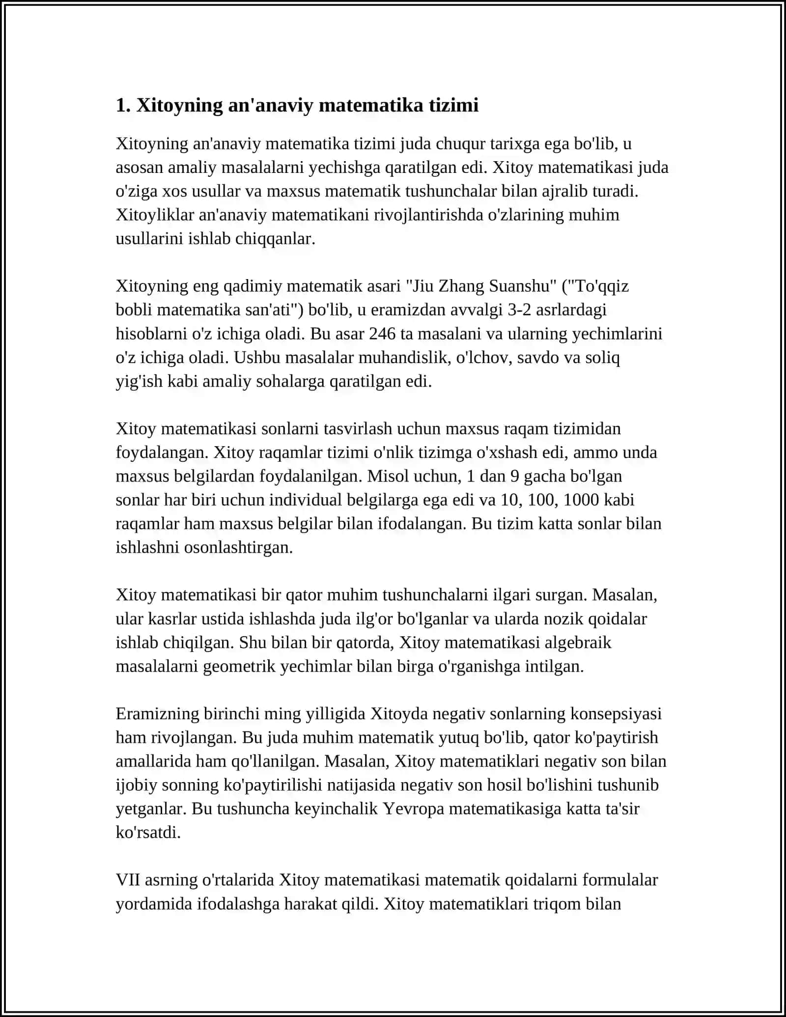 XITOY,MISR VA YUNONISTONNING MATEMATIK TIZIMLARDAGI FARQLAR 3