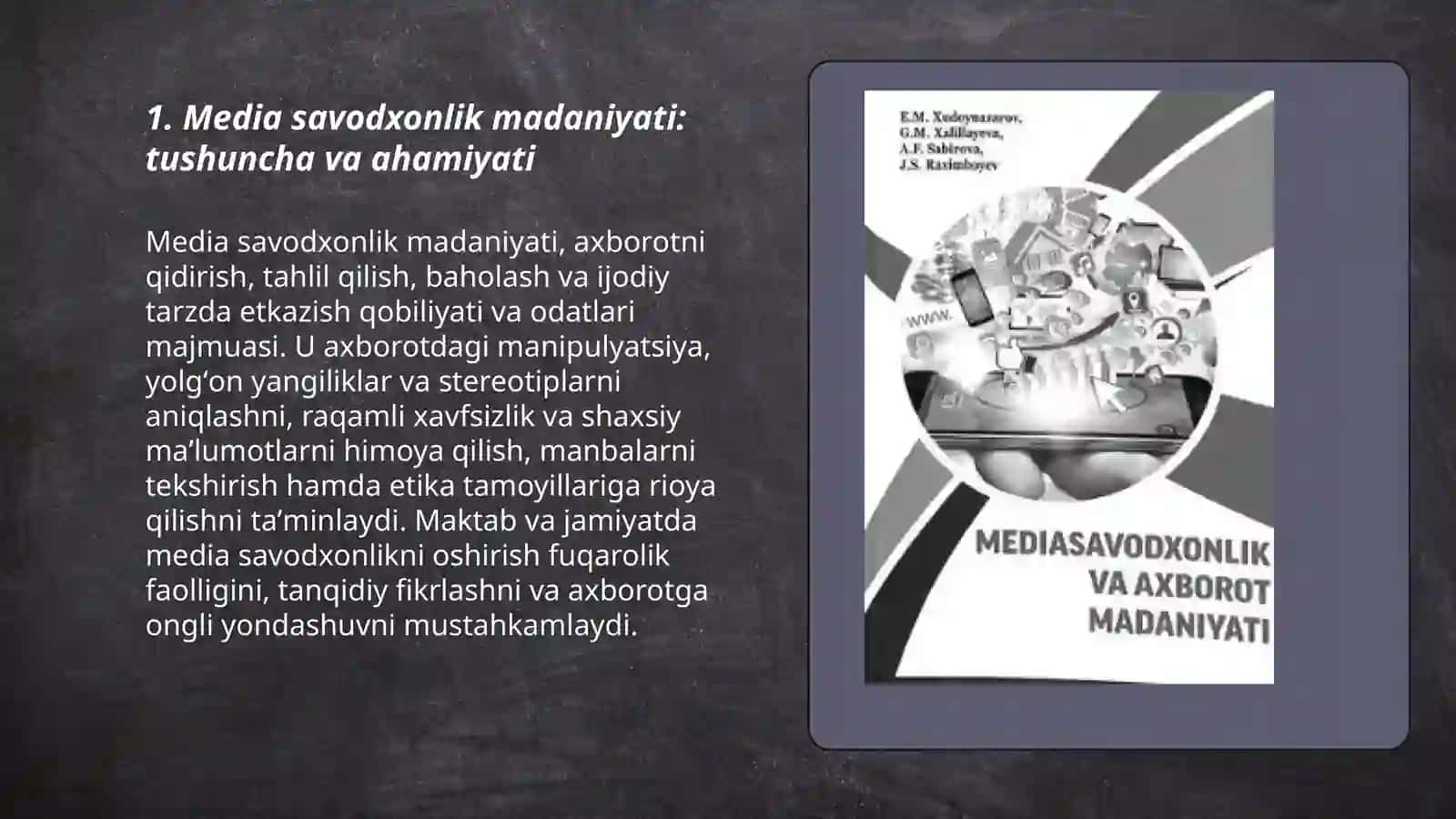 Media savodxonlik madaniyati.Fanga kirish 3