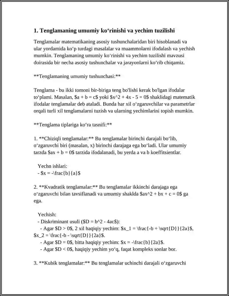 BIR JINSLI BÓLMAGAN N- TARTIBLI CHIZIQLI ÓZGARMAS KOEFFITSIENTLI TENGLAMALAR 3