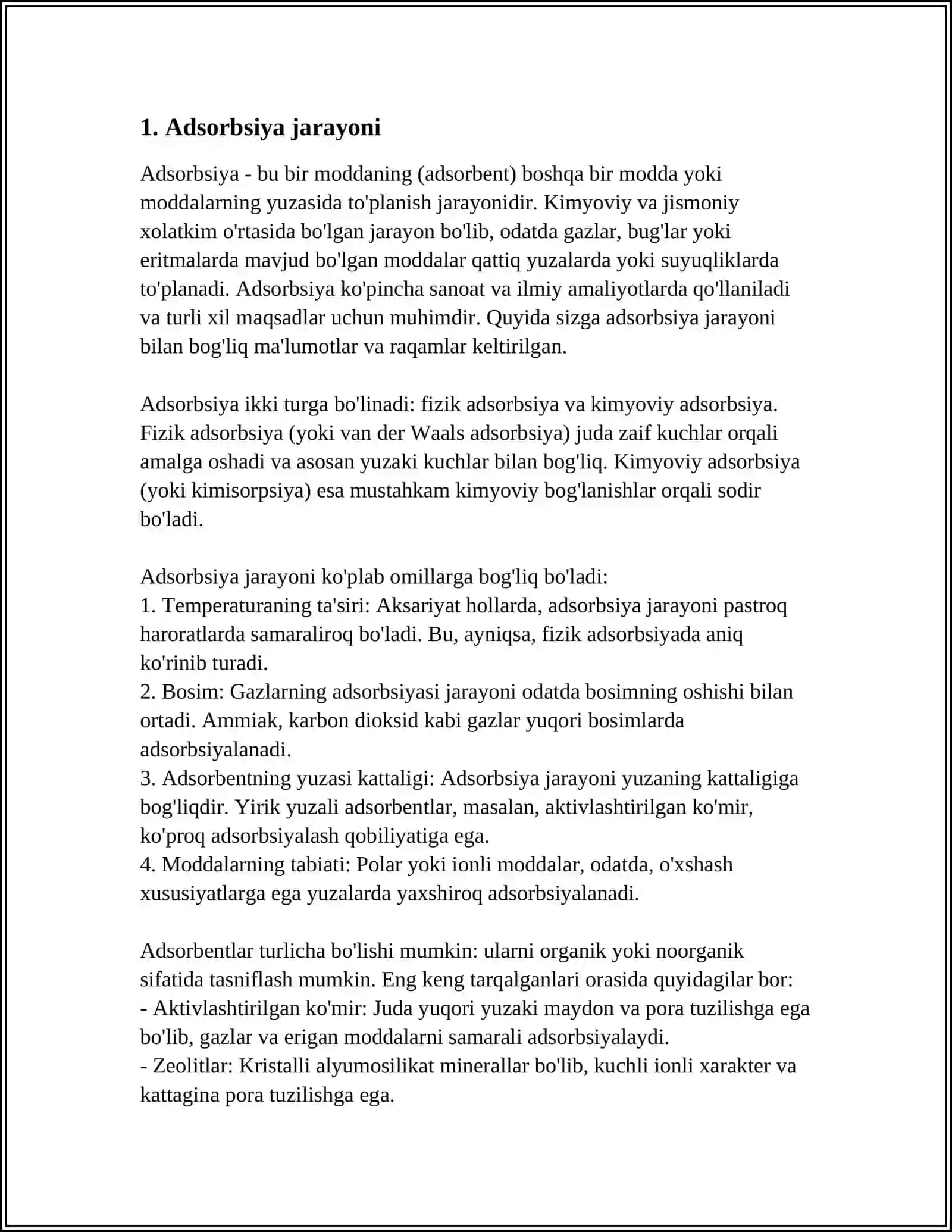 OHAKTOSHDAN OHAK OLISHDAKECHADIGAN FIZIKAVIY KIMYOVIY JARAYONLAR 3