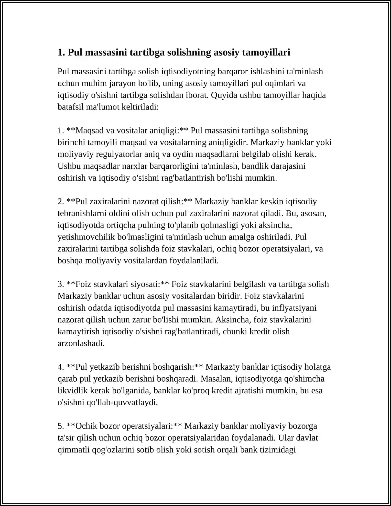 Pul massasini tartibga solish usullari va vositalari 3