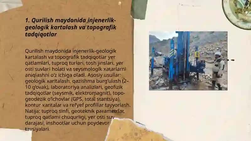 Qurulish maydonidagi injenerlik-geologik izlanish 3