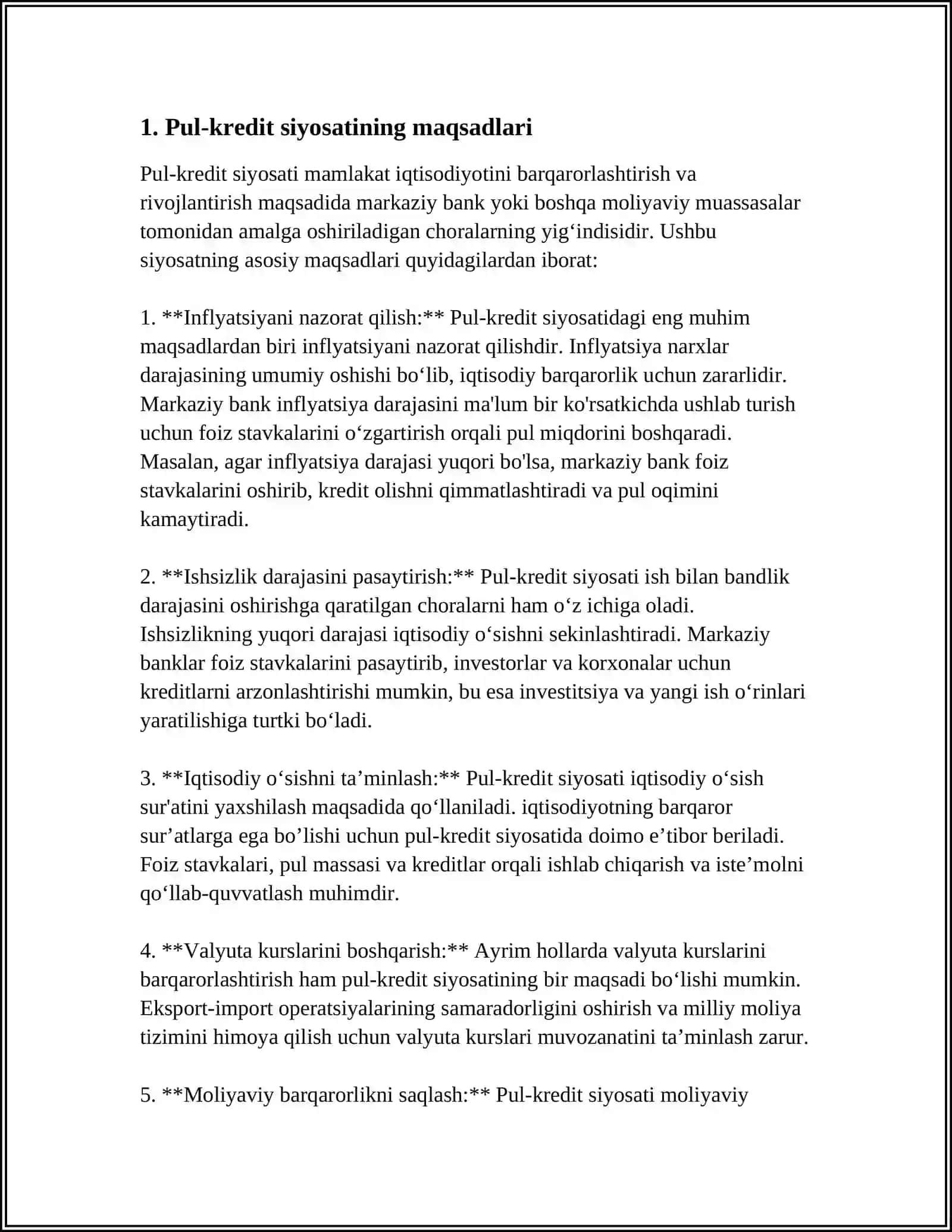 OCHIQ IQTISODIYOT PUL-KREDIT SIYOSATI 3