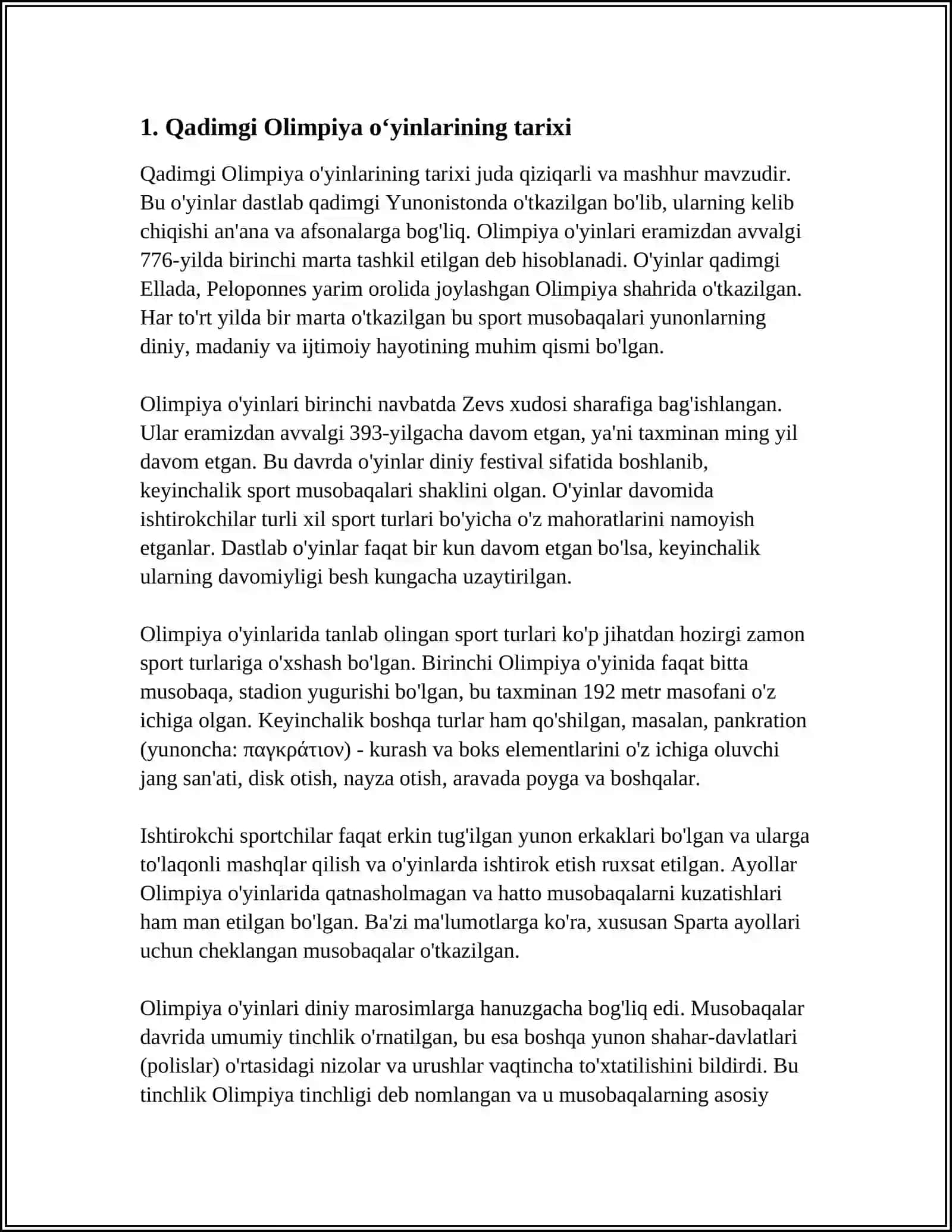 Qadimgi Olimpiya o‘yinlarining tarixi 3