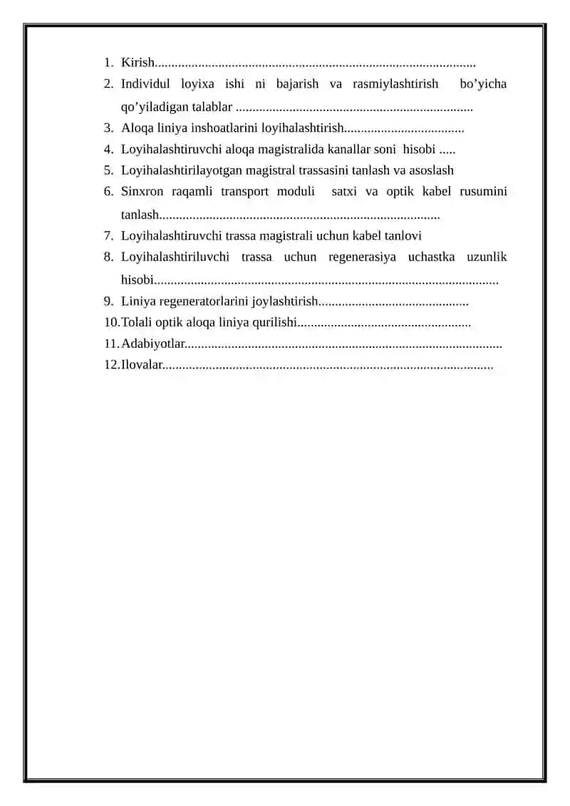 Jizzax – Toshkent viloyatlari orasida optik transport tarmog‘ini loyixalashtirish 3