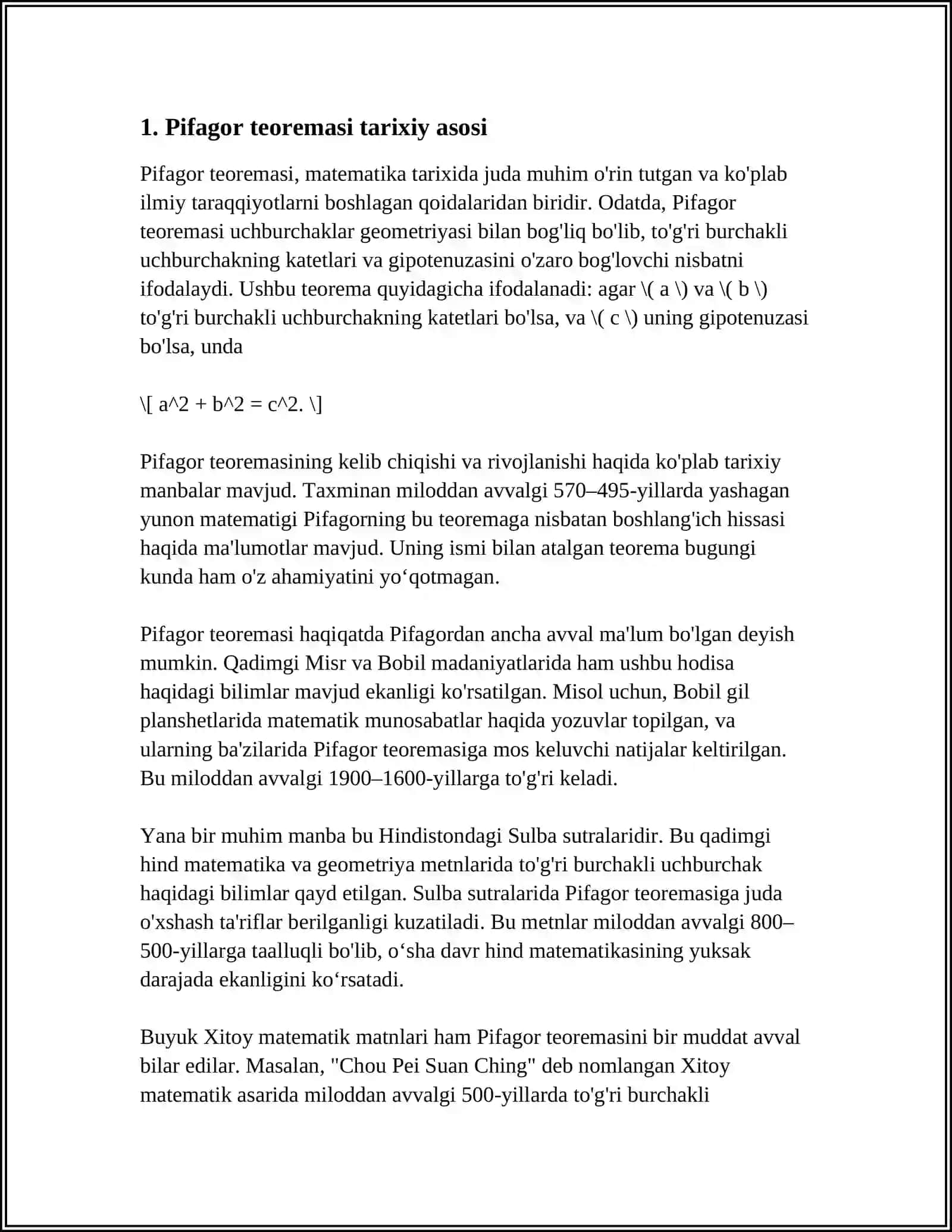 PIFAGOR TEOREMASI VA UNING TURLI ISBOTLARINI O'QITISH METODIKASI 3