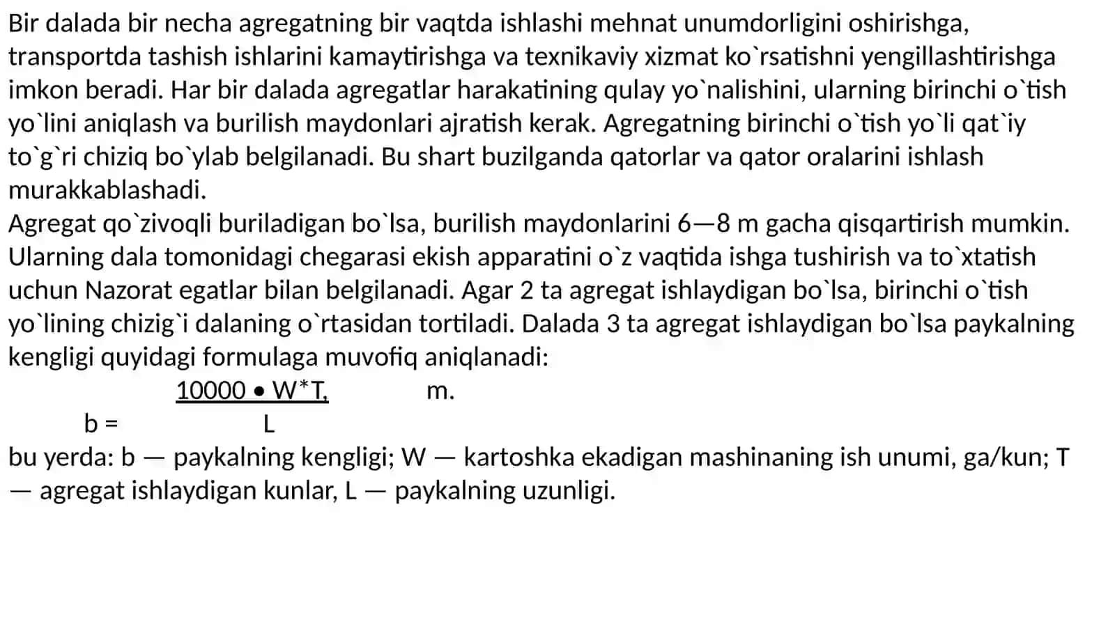16– mavzu. Kartoshka yetishtirish va yig’ib-terib olish. Sabzovotchilikda va bog’dorchilikdagi ishlarni mexanizasiyalash 3