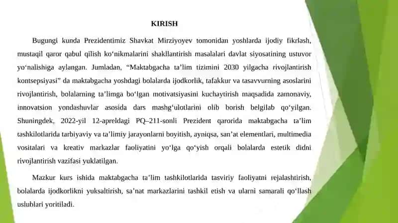 TASVIRIY FAOLIYAT ORQALI MAKTABGACHA YOSHDAGI BOLALARNI FAOL FUQAROLIK TARBIYASINI SHAKLLANTIRISH 3