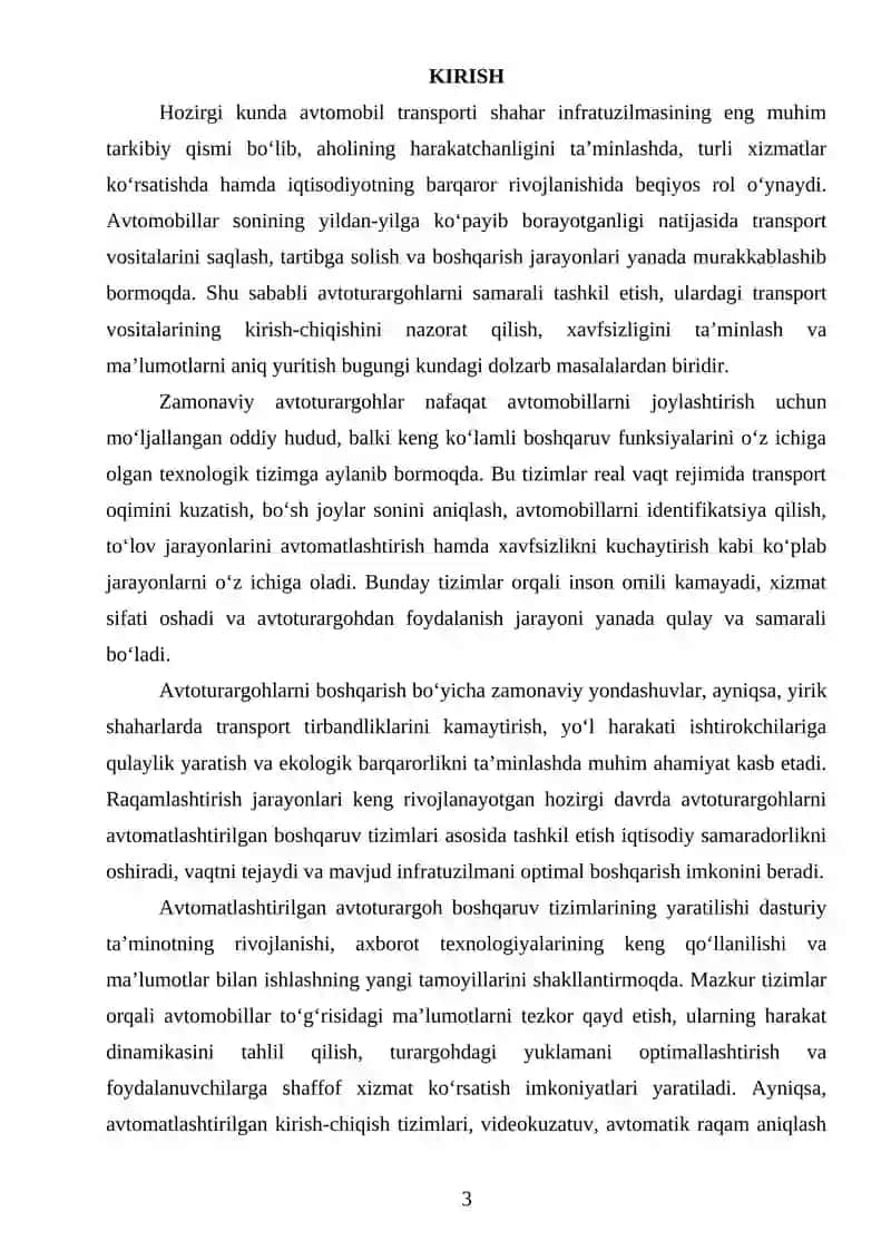 AVTOTURARGOH BOSHQARUV TIZIMINI YARATISH (C# DASTURIY TA’MINOT) 3